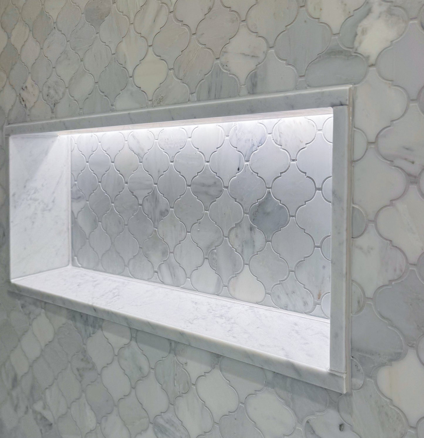 Alpine White Honed Marble Lantern Mosaic