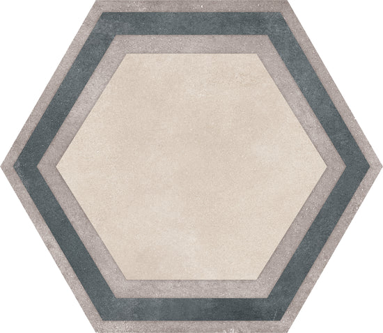 Hexagons Beige Framed