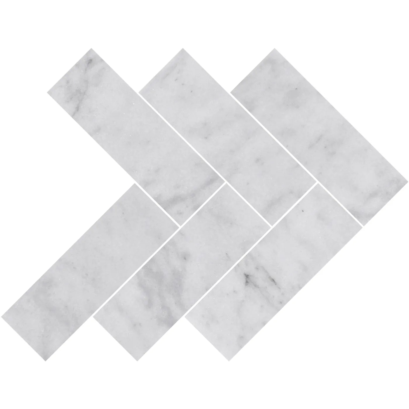 Carrara White Herringbone Polished Marble