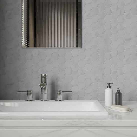 Carrara White Honed Marble Mosaic Hexagon