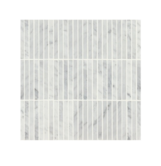 Alpine White Honed Marble Stick Mosaic