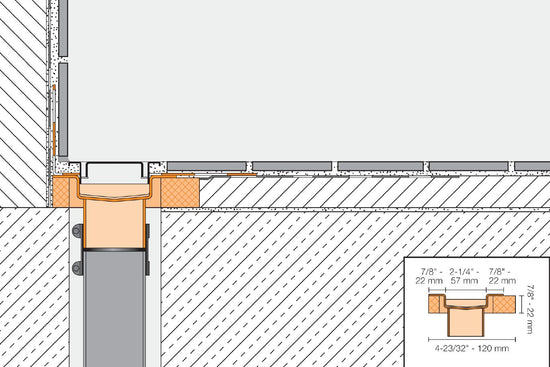 Schluter Kerdi-Line B Square Design 19MM Frame Brushed Stainless Steel Drain and Grate