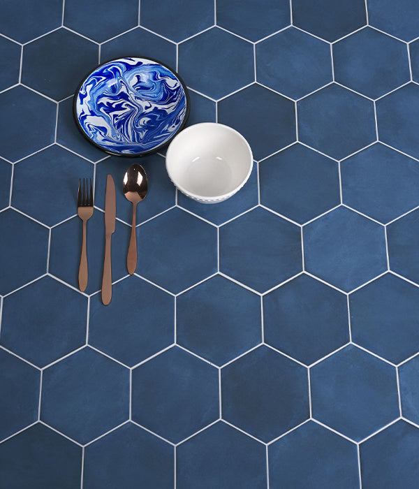 Medina Hexagon Porcelain Navy Blue