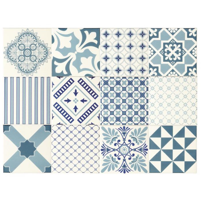 Blue Tapestry Set-12 on Brilliant White