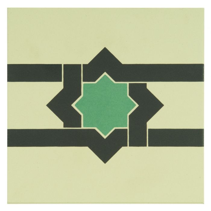 Iberian Border Dark Grey and Dark Jade on White